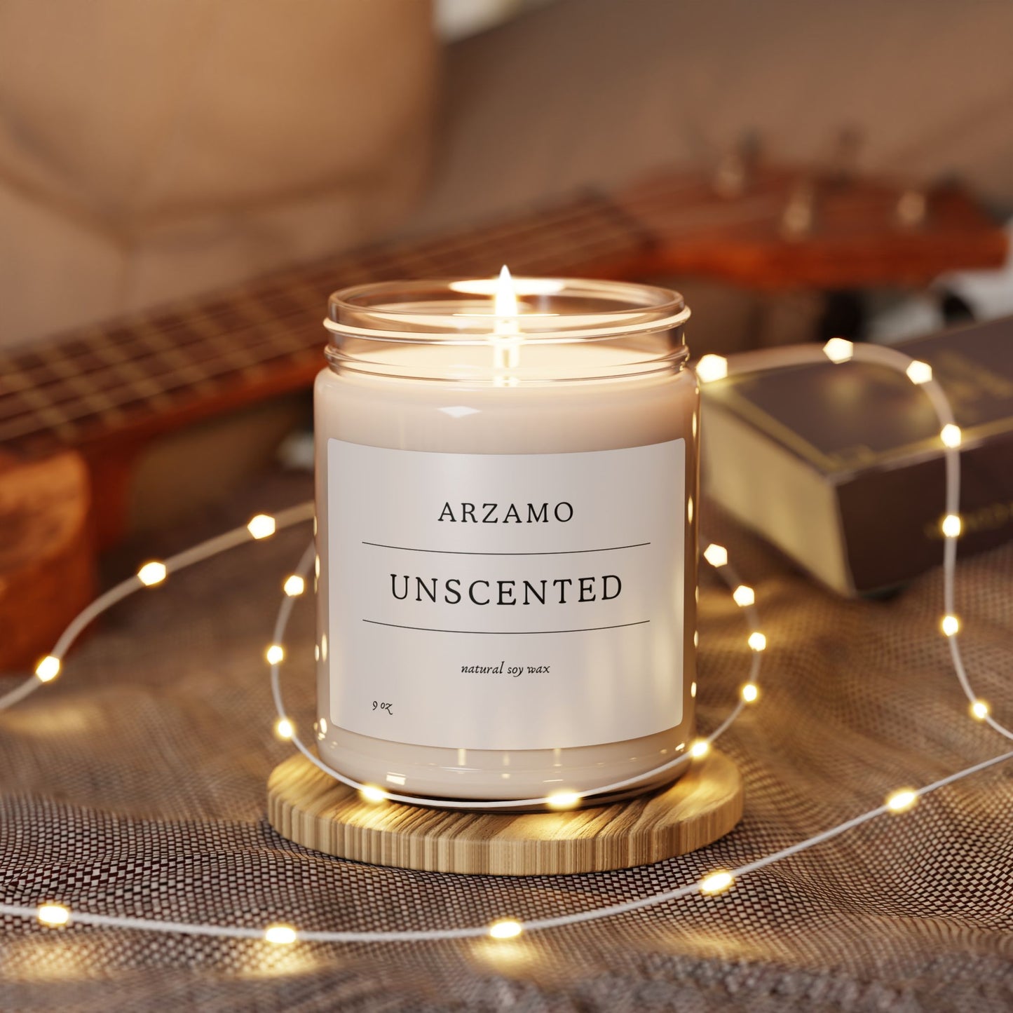 Unscented Soy Candle - Minimalist 9oz Jar for Relaxation and Decor - ArZaMo