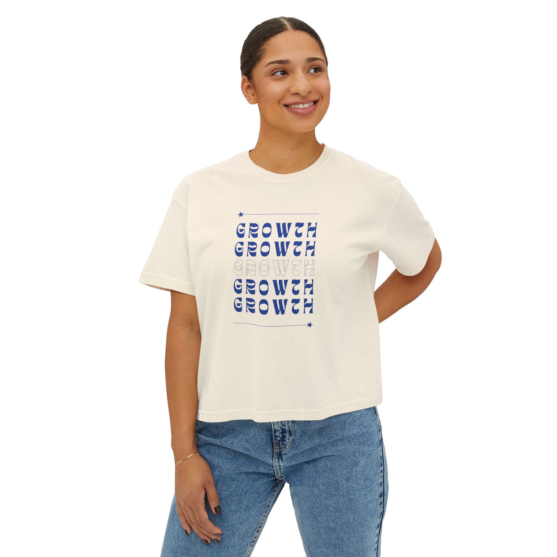 Women’s Boxy Tee - Growth Theme | Casual Summer T-Shirt for Empowerment & Inspiration - ArZaMo