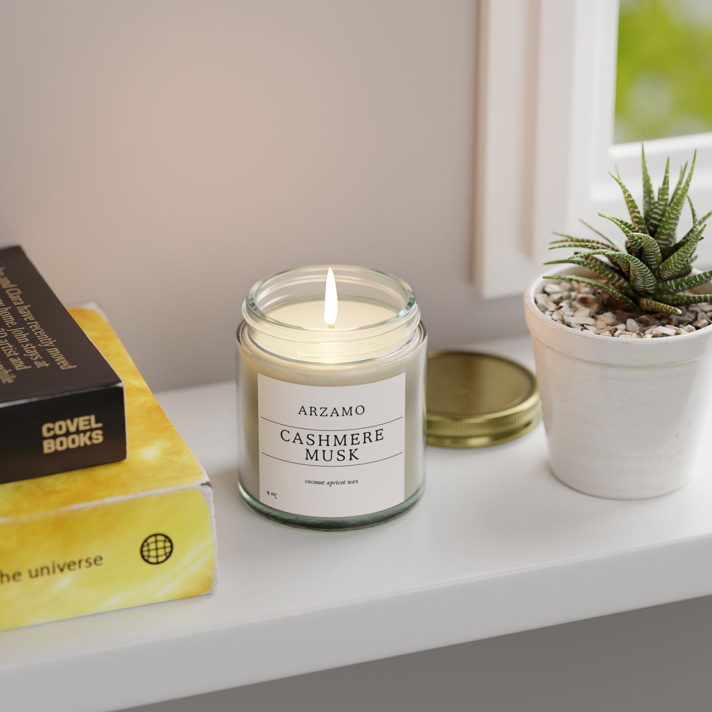 Cashmere Musk Scented Candle - Coconut Apricot Wax - ArZaMo