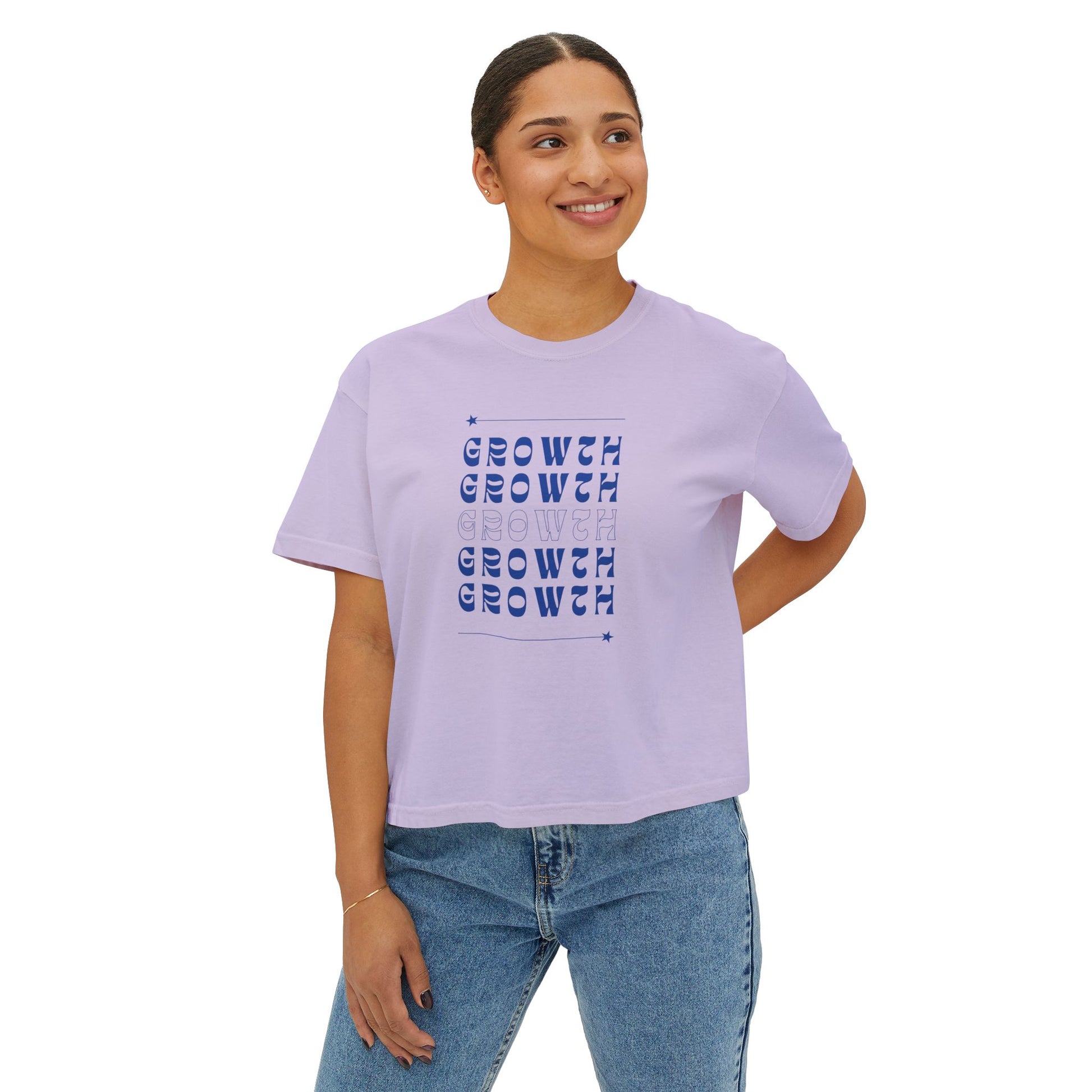 Women’s Boxy Tee - Growth Theme | Casual Summer T-Shirt for Empowerment & Inspiration - ArZaMo