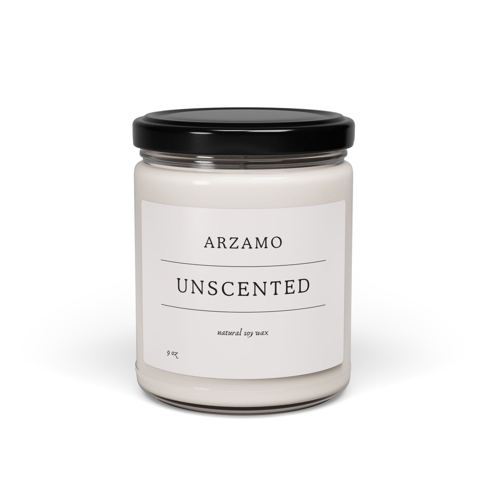 Unscented Soy Candle - Minimalist 9oz Jar for Relaxation and Decor - ArZaMo