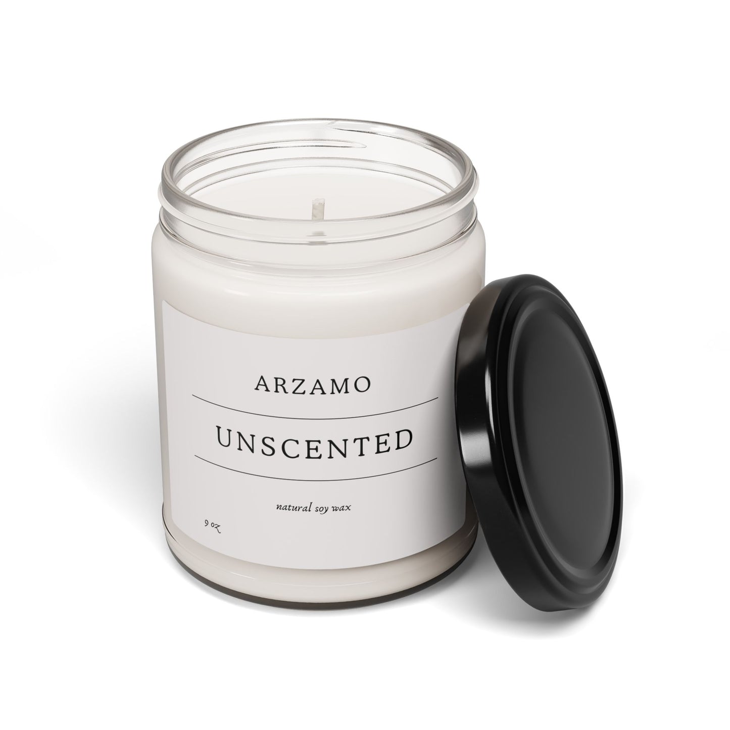 Unscented Soy Candle - Minimalist 9oz Jar for Relaxation and Decor - ArZaMo