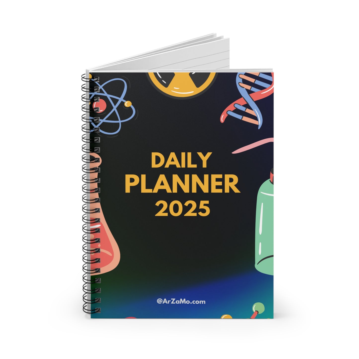 Spiral Notebook - Vibrant Science Theme - ArZaMo